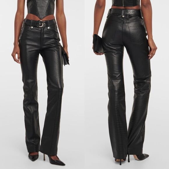 ALESSANDRA RICH Croc-effect Leather Pants - Picture 1 of 13